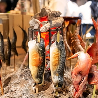 新鮮な魚介を使った原始焼き！