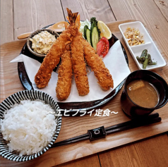 【限定】エビフライ定食(自家製タルタルソース付)>税込1300円>