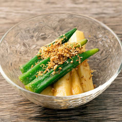 長いもとオクラのわさび醤油漬け