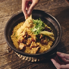 知床鶏と九条ネギ新生姜の土鍋ご飯