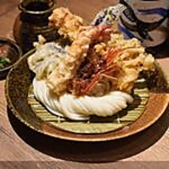 天ざるうどん (海老天、ちくわ天、えのき、茄子天)