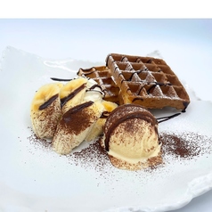 チョコとバナナのワッフル