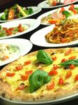 石窯ピッツァやパスタも含まれた人気コース3000円