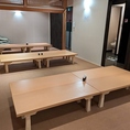 ２階のお座敷は最大３６名様まで貸切可能です。人数によって仕切られたお部屋でご案内します。
