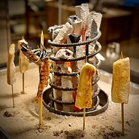 囲炉裏で炉端焼き