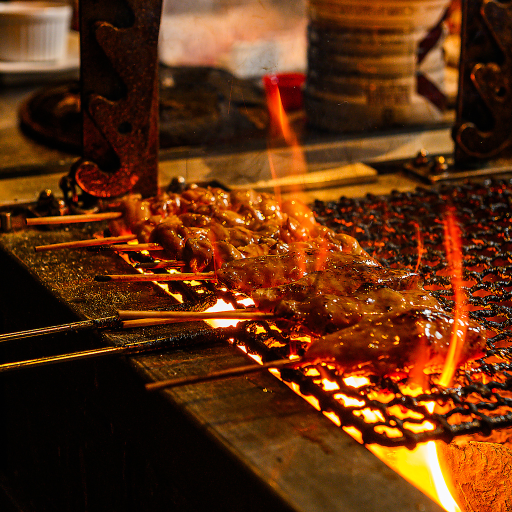 香ばしい香りが漂う自慢の焼き鳥。一本一本丁寧に焼き上げ、旨みをギュッと閉じ込めています。