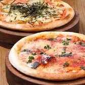 本格ピザ窯で焼くピザも食べ放題に♪モッツアレラとバジルのマルゲリータ・明太子とじゃがいものもちもちピッツァの２種類をご用意しております！
