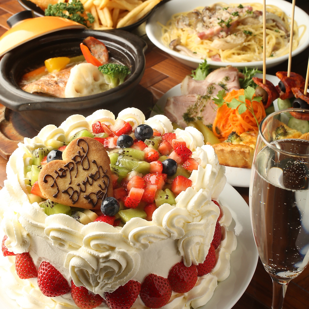 Anniversaryコースはパティシェの手作りホールケーキ付♪