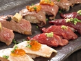 名物の肉寿司をはじめ肉・魚・ご飯ものまで種類豊富なメニューをご用意しております☆