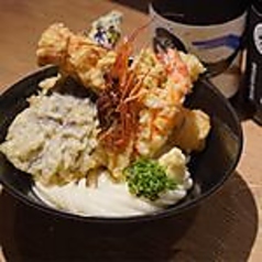 天ぷらぶっかけうどん (海老天、ちくわ天、えのき、茄子天)