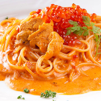 開店以来人気の名物パスタ「ウニとイクラのスパゲティ」