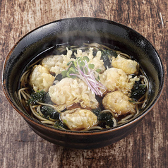 大粒貝柱と小海老の温かいばら天そば