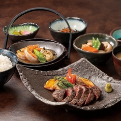 奥出雲和牛網焼き&海老と牡蠣のソテー~バター醤油ソース
