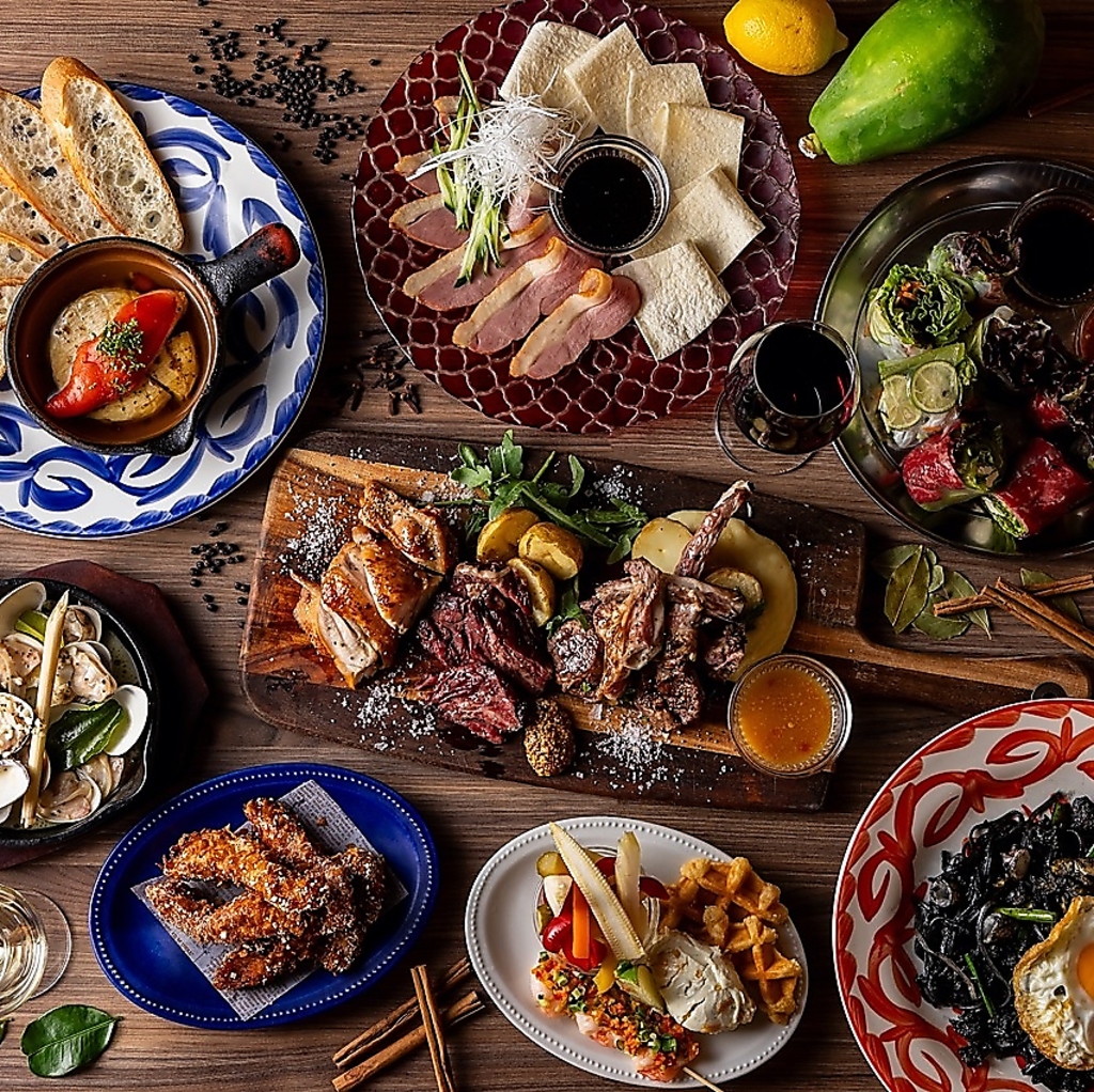 アジア各国の人気料理とフレンチのエッセンスを加えたアジアンビストロ料理♪メインのお肉料理も沢山