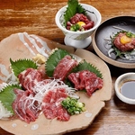 当店自慢の馬刺しは様々な部位を一番美味しい調理方法でご提供。刺身はもちろんユッケもございます。