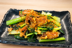 カキが脇役の 背徳青菜炒め