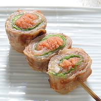 季節の新鮮なお野菜を使った豚巻き串♪