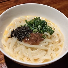 酒盗と塩昆布の釜玉うどん