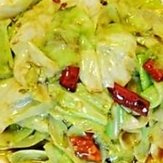 キャベツ四川風炒め/ピーマンと干し豆腐炒め