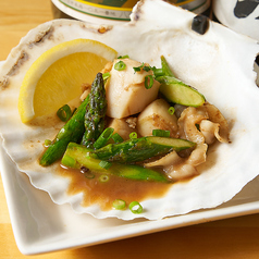 ホタテとアスパラ醤油バター焼き