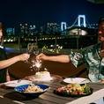 ロマンチックな夜景を特等席で!!レインボーブリッジを目の前に本格イタリアンディナーをどうぞ♪※冬季・悪天候など気候やシーズンによってはテラス席へのご案内を休止させていただいております。ご了承ください。
