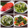 シーザーサラダ/韓国風チョレギサラダ/ローストビーフサラダ/野菜巻きセット/冷やしトマト