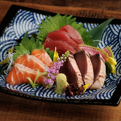 まずは盛り合わせ!本日の鮮魚3種盛り