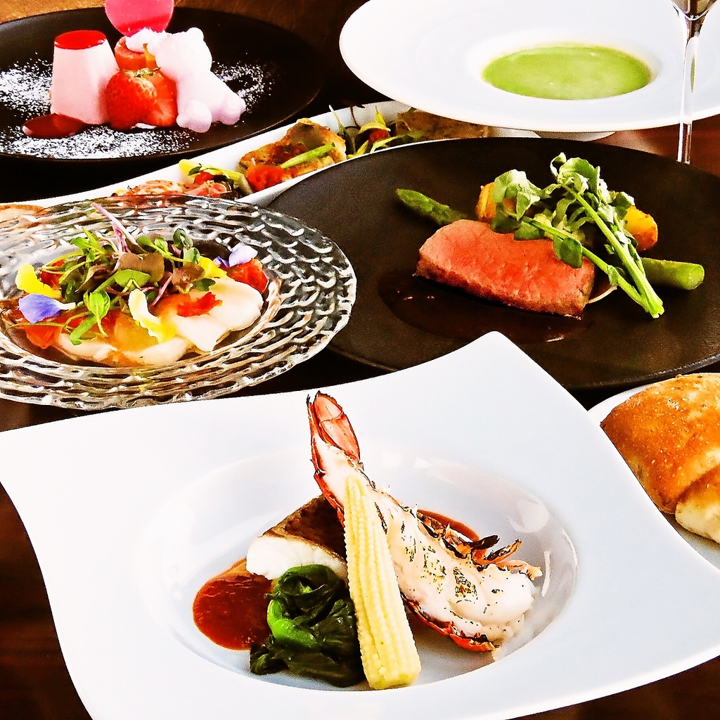 【おすすめコース】和牛や旬の海鮮を使った、料理長が腕を振るう創作料理のコース。至福のひととき。