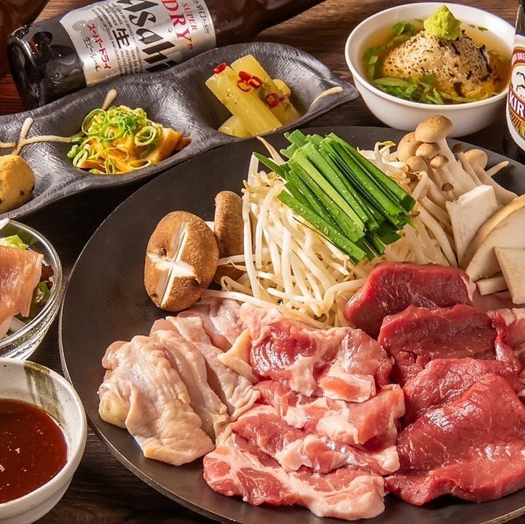 羊×牛×豚×鶏の4色ジンギスカンコース全8品120分飲み放題付6500円