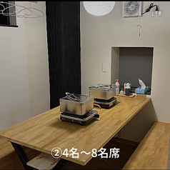 3名様から5名様のお席になります。※混雑時は小さなお子様とご一緒の場合は6名でご利用いただく場合がございます。