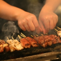 県産豚をひと串ひと串、備長炭で焼き上げます。