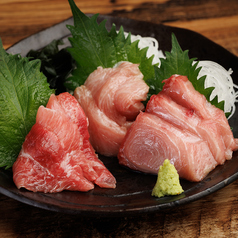鐵　生本マグロの三点盛り合わせ