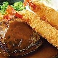 料理メニュー写真&nbsp;ハンバーグ＆海老フライ　※選べるソース