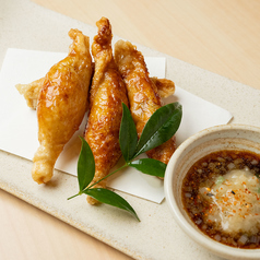 鶏皮餃子 ネギ塩ポン酢添え