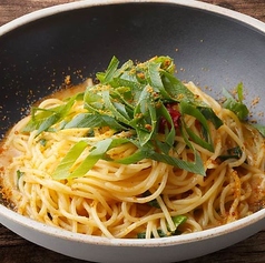 ウニと九条葱のペペロンチーノ　～カラスミかけ～