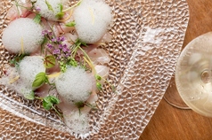 鮮魚のカルパッチョ~日向夏の泡ソース