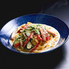 夏野菜のクリームパスタ