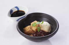 わらび餅のクリームぜんざい