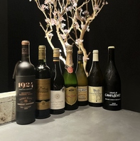 ワイン、ウイスキーなど様々なドリンクメニューを。