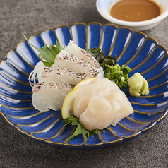帆立と白身の刺身~肝醤油~