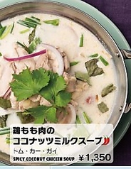 鶏もも肉のトムヤム風ココナッツミルクスープ