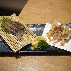 生ホタルイカ刺と天ぷらの盛り合わせ