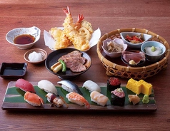 寿司と大海老天ぷらと京鴨御膳〈並〉