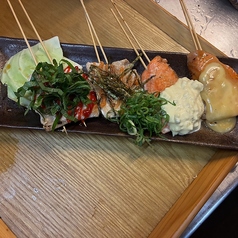 秋鮭タルタル串/秋鮭チーズ串・秋サンマ梅しそ串/秋サンマ明太子串