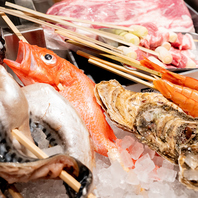 新鮮な食材の数々を原始焼きでじっくりと焼き上げます。