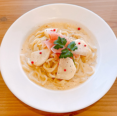 生ハムとカブのクリームパスタ