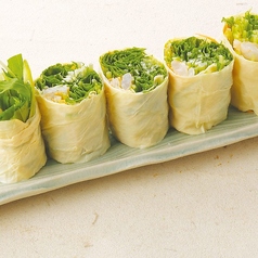京水菜と海老の湯葉巻き
