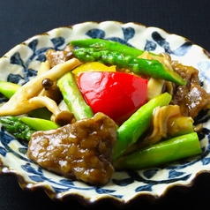 アスパラと牛肉のオイスター炒め