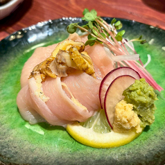 さつま大魔桜　ムネ刺し-岩塩とわさび醤油