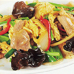 豚肉ときくらげ、玉子炒め／ナスの中華味噌炒め／豆苗炒め／空芯菜炒め
